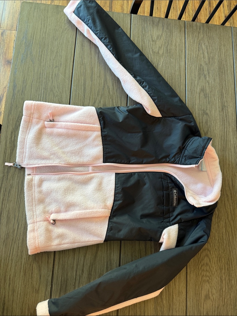 Columbia Girls Pink and Black Fleece Puffer Jacket